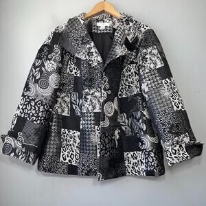 CJ Banks Jacket Plus Size 1X Tapestry Blazer Open Front Artsy Brocade Patchwork